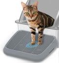 Elevated Litter Box Ramp/Steps for Kittens & Old Cats,Washable Litter Catcher Stairs for Automatic Cat Litter Box,Anti-Tracking Cat Litter Mat Pedal with Filter,Easy to Clean (Dark Grey) by TAILRYTH