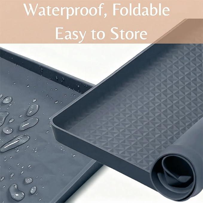 Cat Litter Mat, Extra Large 51"x25.6" Silicone Litter Box Mat, High Edge | Kitty Litter Mat for Auto Litter Box Areas, Waterproof Non-Slip Litter Mat, Easy Clean, Raised Lip Contains Multi-Cat Mess - Image 5