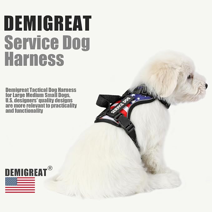 Service Dog Harness, Reflective Dog Vest Harness with 5 PCS Patches, Adjustable Soft Oxford Pet Harness, Inner Layer Mesh, Easy to Control for Dogs (USFLAG, X-Small (Pack of 1)) - Image 5