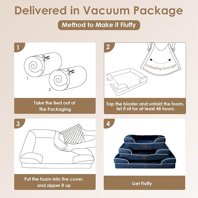 EHEYCIGA Orthopedic Dog Beds for Extra Large Dogs, Waterproof Memory Foam XXL Dog Bed with Sides, Non-Slip Bottom and Egg-Crate Foam Big Pet Couch Bed with Washable Removable Cover, Navy | Non-Slip Bottom and Egg-Crate Memory Foam Extra Large Pet Couch... - Image 7