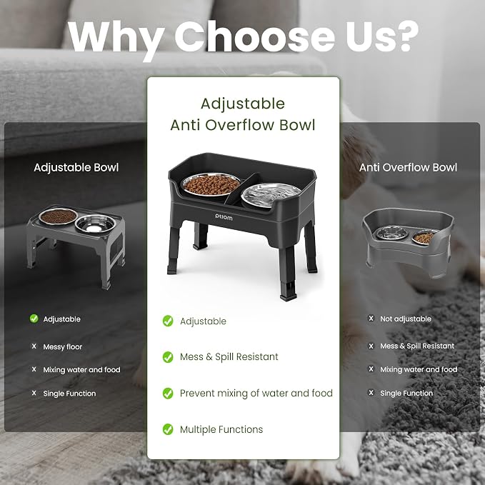3-in-1 Elevated Dog Bowls Mess Proof Raised Slow Feeder Dog Bowls, 4 Height Adjustable Dog Bowl Stand Licking Plate with 2 56oz Stainless Steel Dog Food Bowls for Small Medium Large Dogs Pets - Image 7
