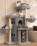 Heybly Cat Tree with Reinforced Big Base, 41.3 in Sturdy Cat Tower HCT075W | Indoor Cat Furniture Featuring 2 Roomy Platforms, Double Condos, 2 Cozy Baskets, Full Sisal Scratching Posts, Light Gray by HEYBLY