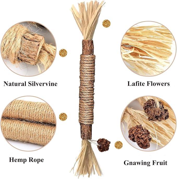 Cat Toys Chew Ropes, Silvervine Sticks Catnip Rope Toys with Refillable Natural Catnip for Cats Dental Care, Safe Teeth Cleaning Toy for Indoor Cat Kitty Kicker Toy Interactive Catnip Kitty Toys - Image 5