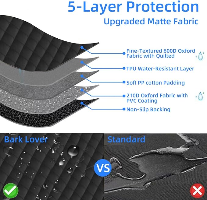 Bark Lover Deluxe Dog Seat Cover for Front Seat-More Durable Spill-Resistant Front Seat Protector, High Heat Resistant and Nonslip Front Seat Cover for Dogs Kids, Universal Size (Black, 2 Pack) - Image 8