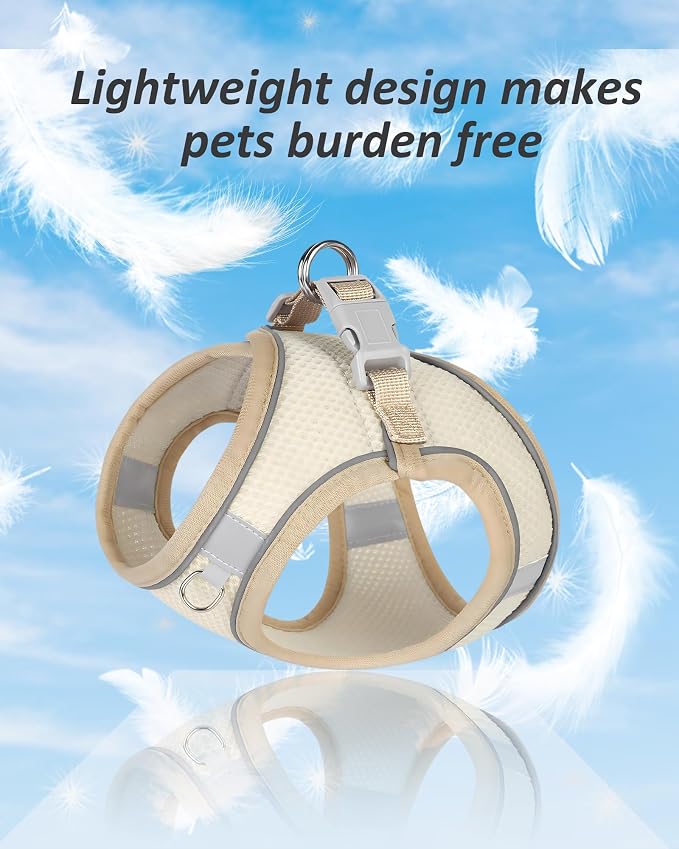 Solmoony Dog Harness for Small Medium Dogs No Pull, Puppy Harness and Leash Set, Puppy Harness for Small Dogs, Step in Harness for Small Dogs, Small Dog Harness, mesh Dog Harness. (Beige, XXS) - Image 3