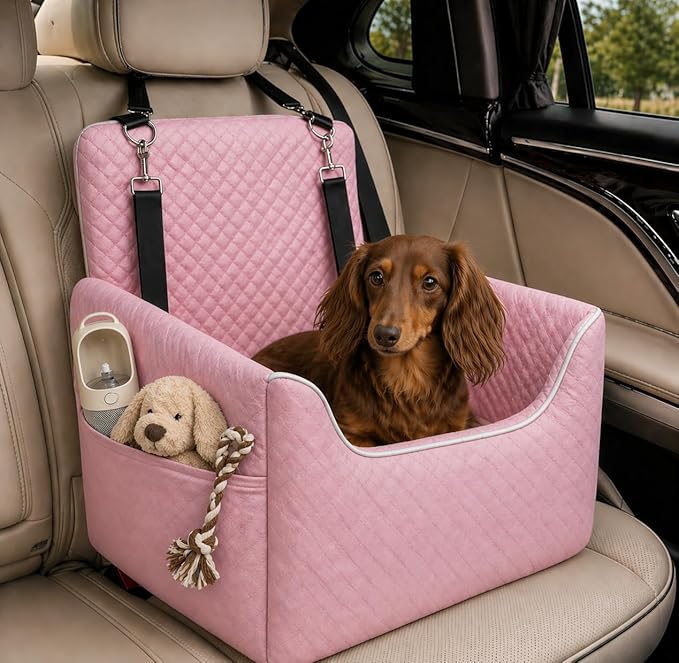 ALL GOOD PET SUPPLIES Dog Car Seat for Small/Medium Dogs Under 35lbs | Soft Memory Foam Booster Car Seat with Detachable Washable Cover and Elevated Cushion, Puppy Dog Car Bed by AllGood