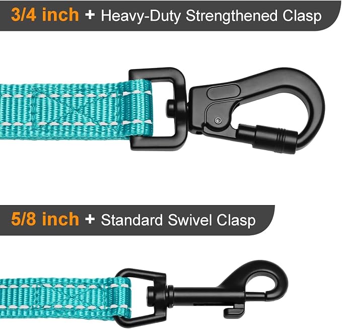 Didog 6FT Reflective Dog Leash for Small Medium Dogs, Slim 5/8" Width, Teal | Soft Padded Handle, Plush Comfort Grip, Tangle-Free, 360° Swivel Clasp for Daily Walking and Training, Night Safety - Image 5