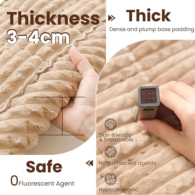 Couch Cover for Dogs Washable, Non Slip Couch Covers for Sofa Pet Friendly, Couch Cushion Covers for Dog, Thick, Soft for Sofa Protector (Camel, 27.6" x 27.6"/70 x 70cm) - Image 4