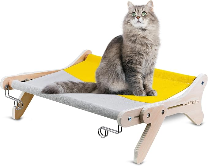 Wooden Cat Window Perch, Cat Hammock Bed Climber - Brown | Wooden build, tool-free setup, folds for storage, ideal for sunbathing & bird-watching by Unknown