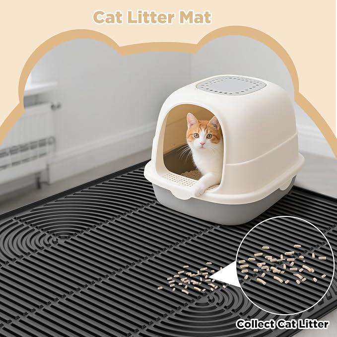 AMOK Cat Litter Mat, Extra Large Silicone Litter Box Mat 40" x 28", Waterproof Litter Trapping Mat for Cats, Durable and Easy to Clean, Black - Image 7
