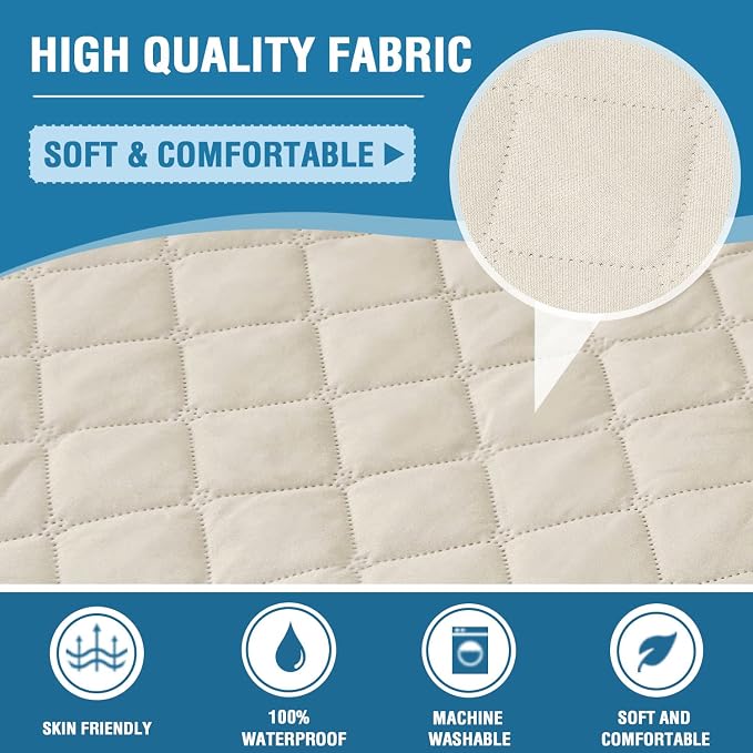 H.VERSAILTEX Sofa Cover, 100% Waterproof Slipcover Furniture Protector, Washable Couch Cover with Non-Skid Backing and Elastic Straps for Kids, Dogs, Pets(Oversized Sofa, Coconut Milk) - Image 5