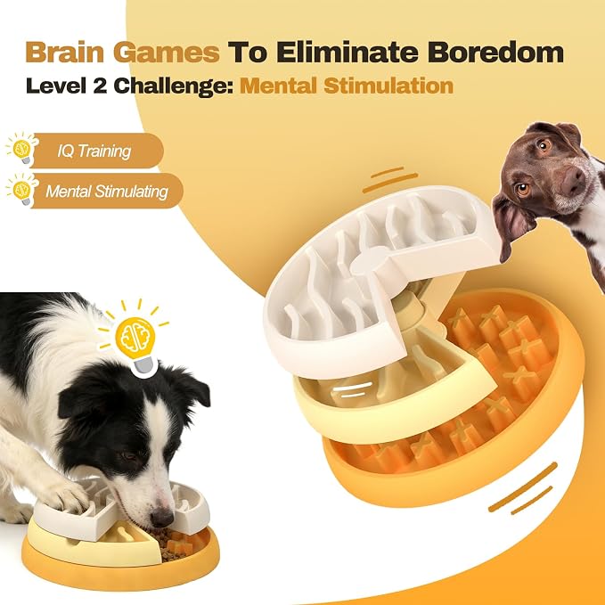 Slow Feeder Dog Bowl - 3-Tier Rotating Interactive Dog Puzzle Toy for Mental Enrichment & IQ Training - Anti-Gulping Bloat Stop Dog Feeder for Small & Medium Dogs and Cats, Food-Grade & Non-Slip - Image 4