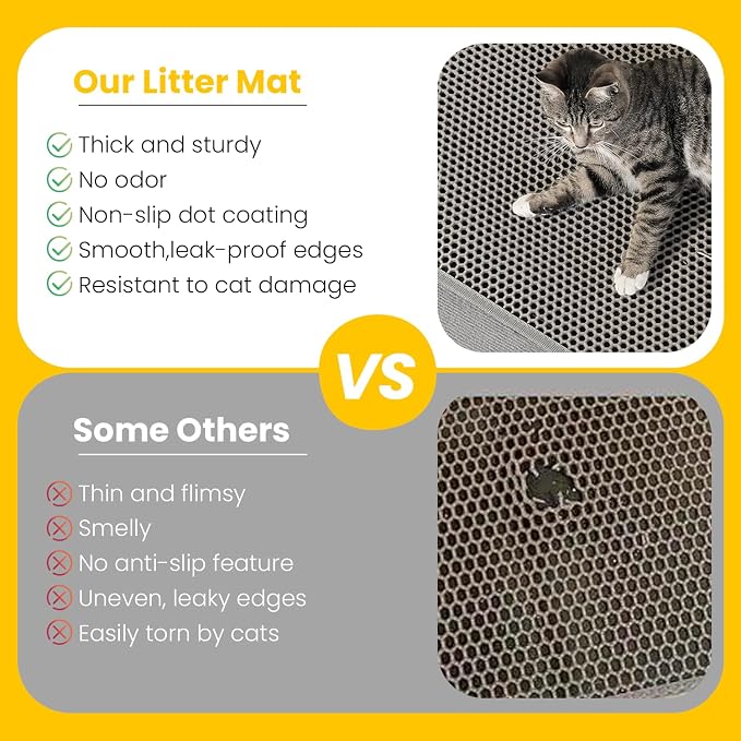 Cat Litter Mat New Size 23.6"x14.6" for Small Spaces, Upgrade Super Waterproof Back Layer Litter Box Mat, Non Slip, Durable, Soft on Paws Kitty Trapping Matt, Pink - Image 3