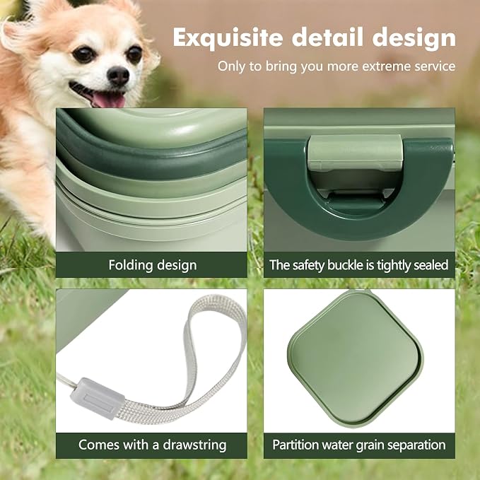 Collapsible Dog Bowls, Travel Food and Water Double Bowl for Cats & Dogs, 2-in-1 Portable BPA-Free Feeding Solution, Perfect for Traveling, Camping & Walking (S/ 60oz) - Image 4