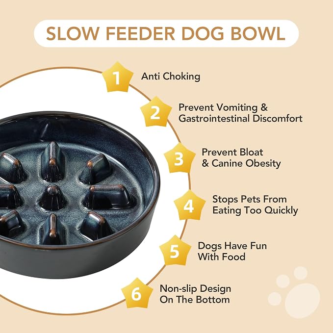 Havniva Ceramic Slow Feeder Dog Bowls, Dog Bowl Slow Feeder | 1.2 Cups Dog Slow Feeding Bowls for Small Dogs, Puzzle Dog Food Bowls for Fast Eater, Pet Slow Feeding Dish, Non-Slip - Image 7