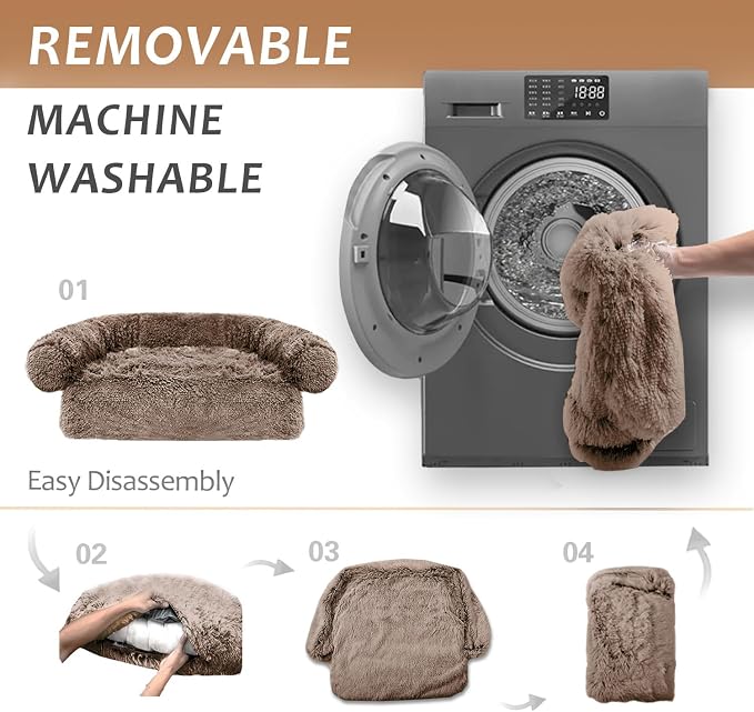 Calming Dogs/Cats Bed Mats, Dog Pad Washable Removable Couch Cover, Plush Long Fur Mat for Pets, Waterproof Lining, Perfect for Small, Medium and Large Dogs and Cats (Desert Brown, 41"x37") - Image 5