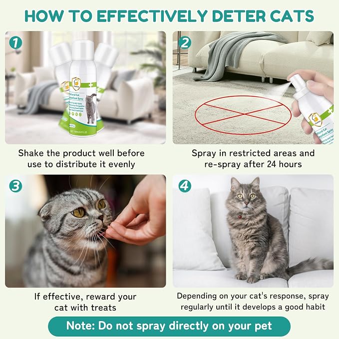 Cat Deterrent Spray, Natural Cat Repellent for Indoor & Outdoor Use, Safe Anti-Scratch Furniture Protector, Effective Cat Training Aid Spray for Sofa, Carpet & Door 150ml - Image 5