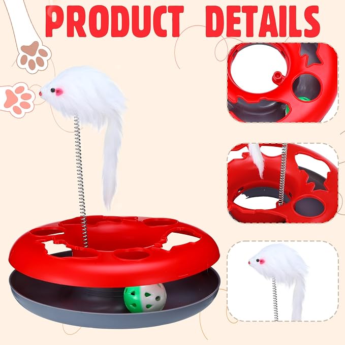 12pcs Cat Tunnel Set Large Collapsible Pet Tunnel Tube S-Shaped Maze Cats Indoor Cat Toy with Stick Pet Blanket Turntable Toy Balls Mice Fish and Noise Paper Ball Kitten Exercise Play - Image 5