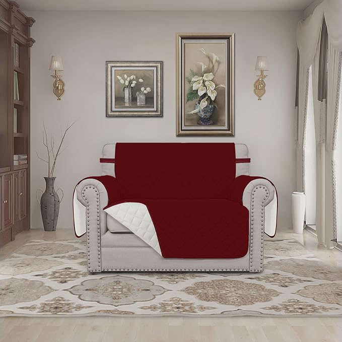 Easy-Going Reversible Couch Cover, Oversized Chair, Christmas Red/Ivory | Machine Washable Slipcover For Dogs, Water Resistant Furniture Mat For Living Room, Non-Slip Sofa Cover, Pet Friendly - Image 2