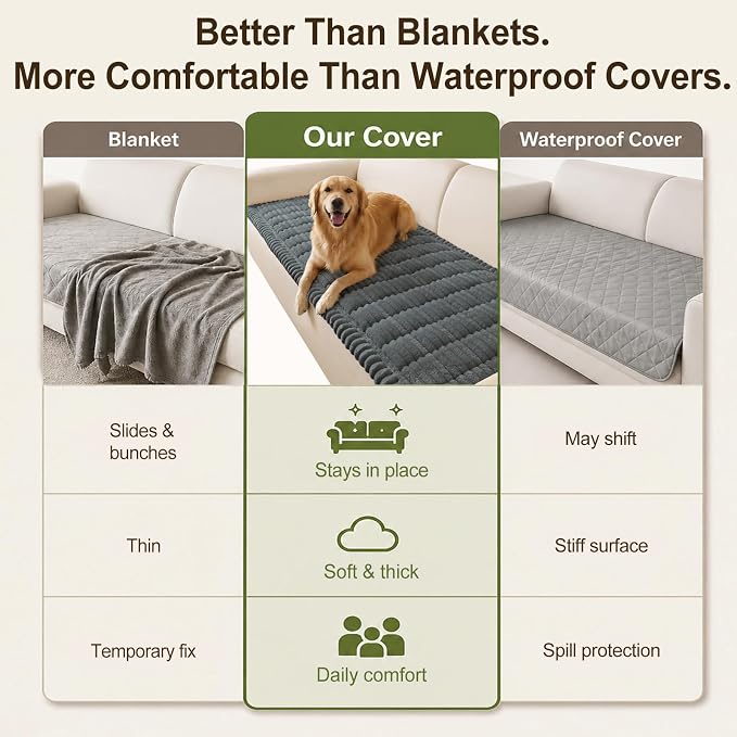 decorUhome Couch Cover for Dogs, Non Slip Fuzzy Thick Pet Sofa Protector | Pet Friendly, Soft Plush Fabric, Machine Washable, Fits Armrests, Single Seats & Backrest Cushions, Dark Grey, 27.6" x 27.6" - Image 7