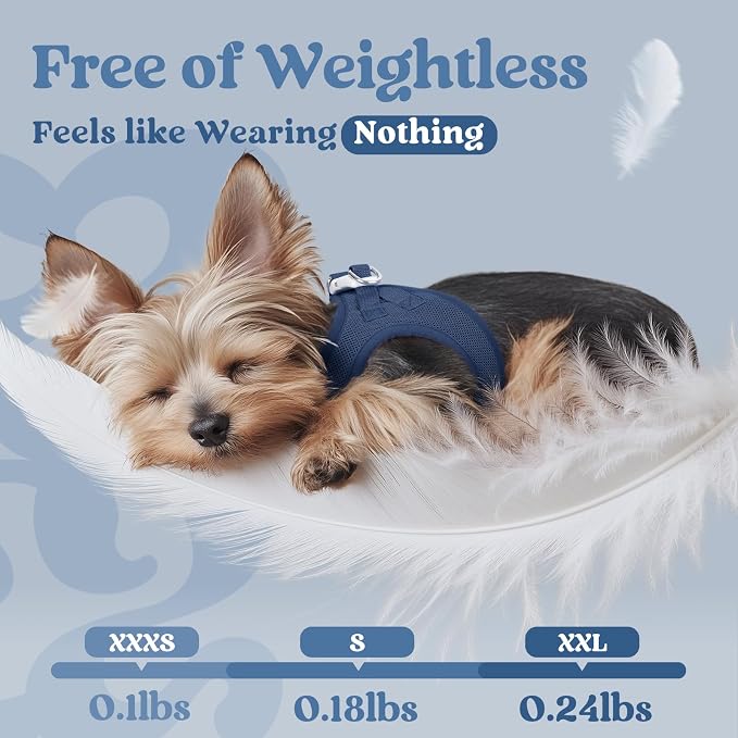 rabbitgoo Step-in Small Dog Harness, Puppy Vest for Small Medium Sized Pet | Easy Put on and off, Lightweight, Soft, Breathable Quick-Dry Air Mesh for Comfortable Secure Walking, Navy Blue XL - Image 4