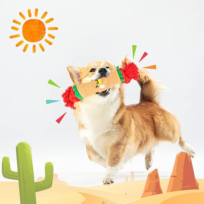 lilfrd Burrito Snuffle Mat Dog Toy, Squeaky Crinkle Rope Puzzle Taco Toy | Treat Dispensing, Boredom Relief, Suitable for Small Medium Dogs - Image 6