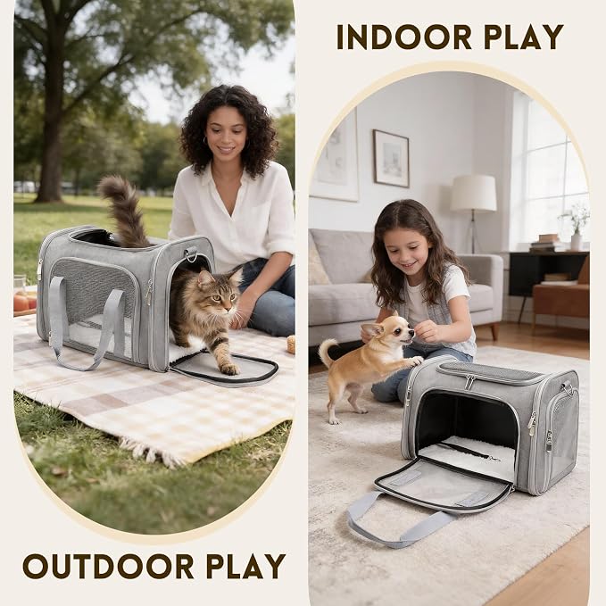 Cat Carrier Soft, Dog Carriers for Small Dog/Large Cat (Up to 16lb) | with High Breathability, Shoulder Strap, Waterproof Mat, Pet Carrier Airline Approved, for Home Outdoor Travel (Gray) - Image 9