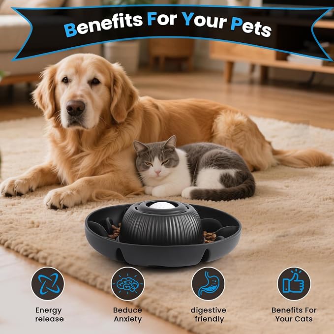 PUPPYGANG 2-in-1 Slow Feeder Dog Bowl & Dog Lick Bowl for Medium Large Dogs, Silicone Puzzle Feeder with Removable Lick Ball, Suction Base Bowl for Kibble, Wet Food, Yogurt & Peanut Butter (Black) - Image 4