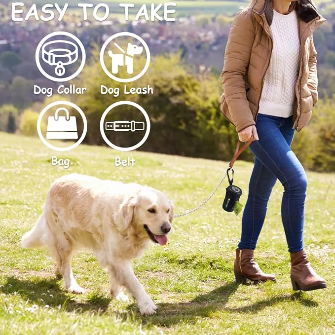 Dog Poop Bag Holder for Leash, Easy Release Doggie Poop Bag Dispenser, Fits Most Standard Poo Bags, Soft Fabric Dog Waste Bag Holder with Carabiner Clip, Compatible with All Leashes, Black - Image 4