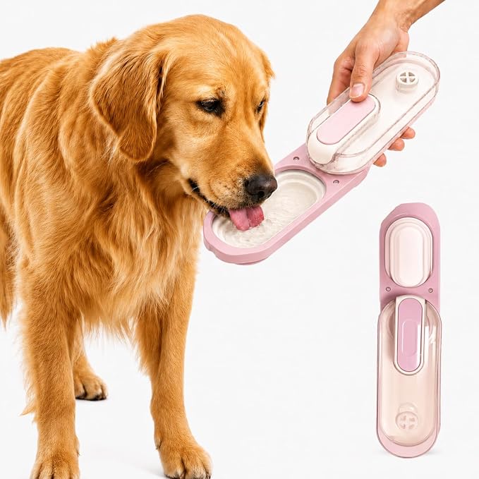 Dog Water Bottle Portable, 11.8 oz(350 ml) | Leak-Proof, BPA-Free, Lightweight, Foldable for Hiking, Walking, Car Rides, Pink by Unknown