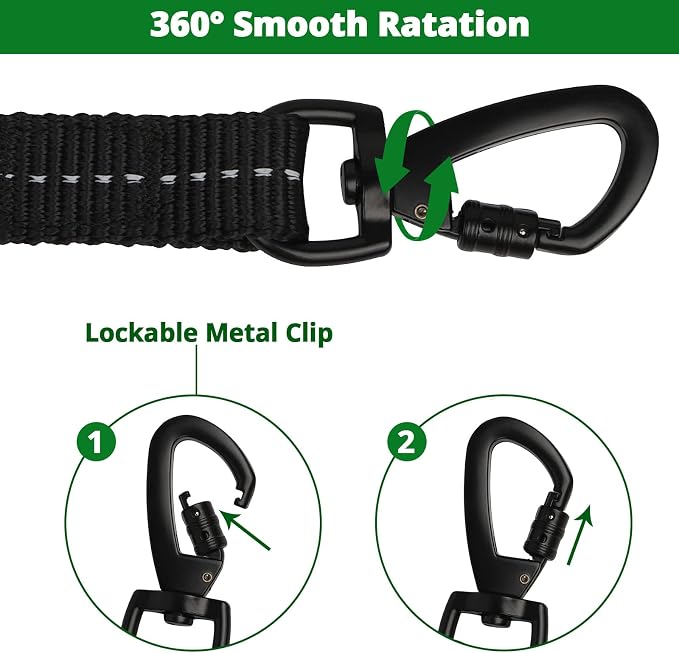 Long Dog Leash 15 FT: Heavy Duty Rope Leashes for Dogs Training with Swivel Lockable Hook Reflective Threads Bungee and Padded Handle - Dog Lead for Large Small Medium Dogs Outside Walking Hiking - Image 4