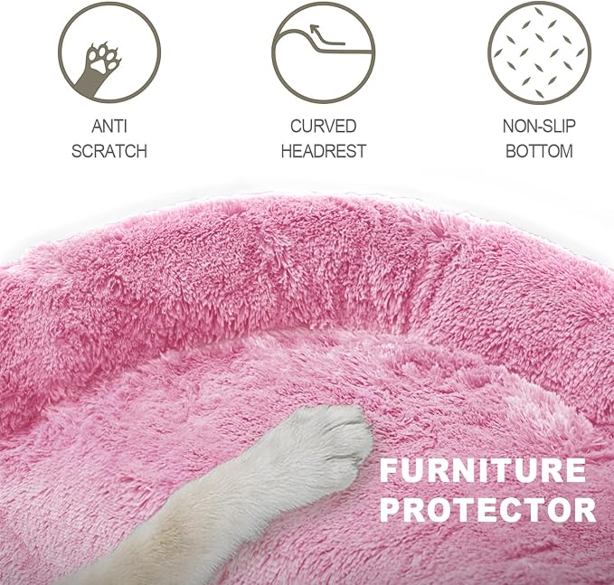 Luxurious Calming Dogs/Cats Bed Mats, Dog Pad Washable Removable Couch Cover, Plush Long Fur Mat for Pets, Waterproof Lining, Perfect for Small, Medium and Large Dogs and Cats (Pink, 53"x39") - Image 4