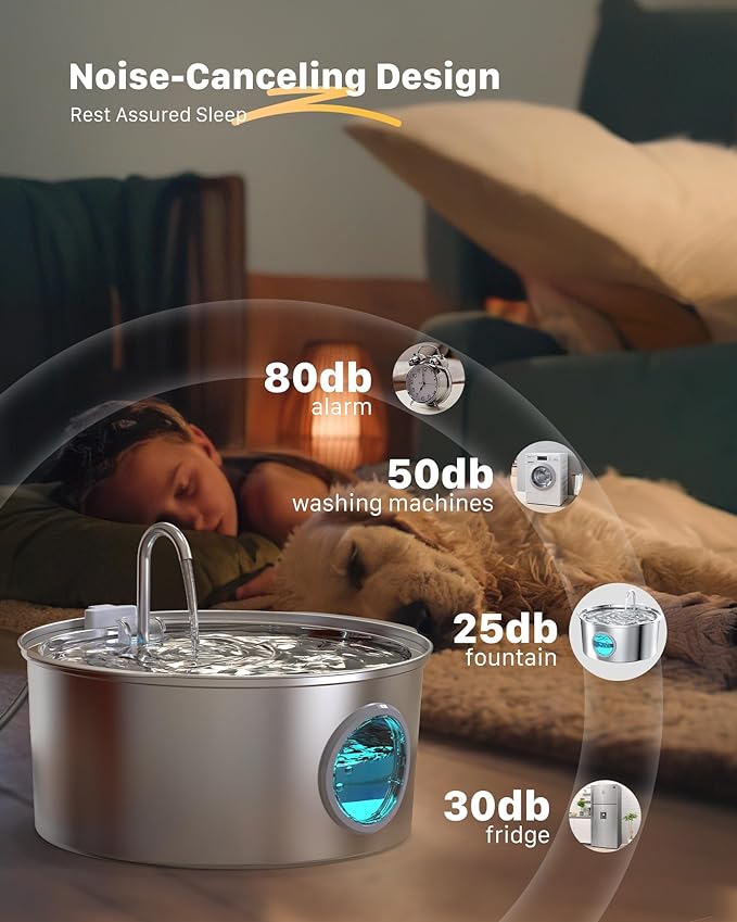 Dog Water Fountain for Large Dogs: 7L/236oz/1.8G Dog Fountain Stainless Steel - Big Cat Drinking Fountain Indoor - Super Quiet Water Fountain for Dogs Inside - for Large Dog Cats & Multi-Pet Home - Image 5