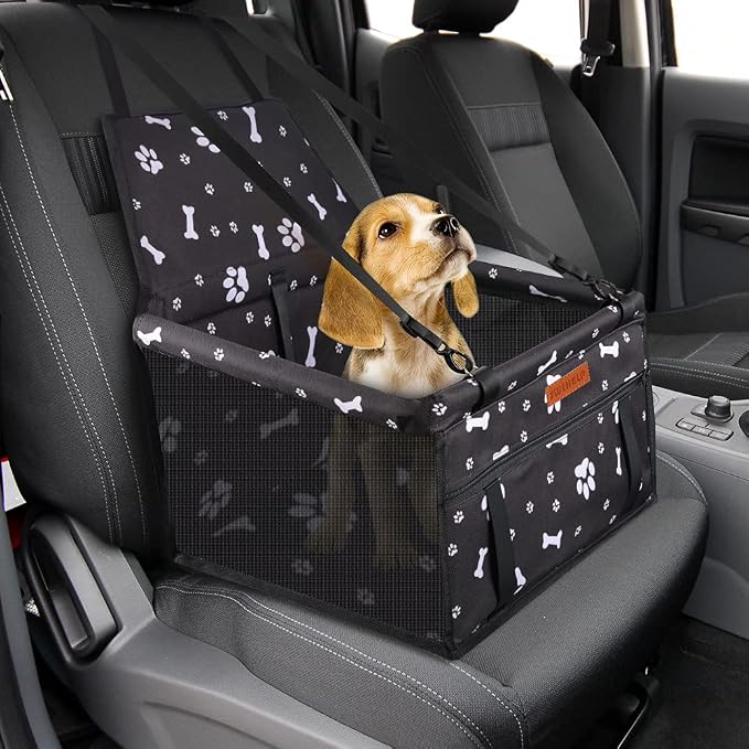 Dog Car Seat Puppy Portable Pet Booster Car Seat with Clip-On Safety Leash and PVC Support Pipe, Anti-Collapse,Perfect for Small Pets - Image 4