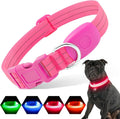 Light Up Dog Collars Rechargeable, Reflective LED Glow Dark Dog Collar for Small Medium Large Dogs, Adjustable Pet Dog Lights for Safe Night Walk-Pink, Large by PZRLit
