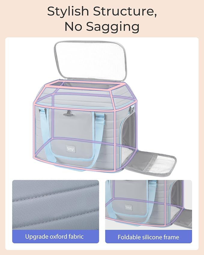 Top-Expandable Pet Carrier: NOBLE DUCK Airline Approved Pet Travel Bag for Cats/Dogs Up to 20 Lbs | Soft-Sided, Multi-Sided Breathable with Anti-Escape Zipper & Privacy Curtain to Reduce Stress - Image 4