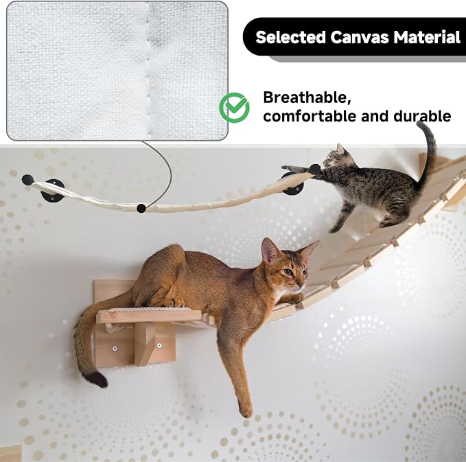 Cat Hammock Wall Mounted, Wall Mounted Cat Shelves, 35.43 x 12.99 in | Washable Replacement Cloth Wall Mounted Cat Shelves, For Large cats, For Sleeping, Playing, Climbing and Resting - Image 4