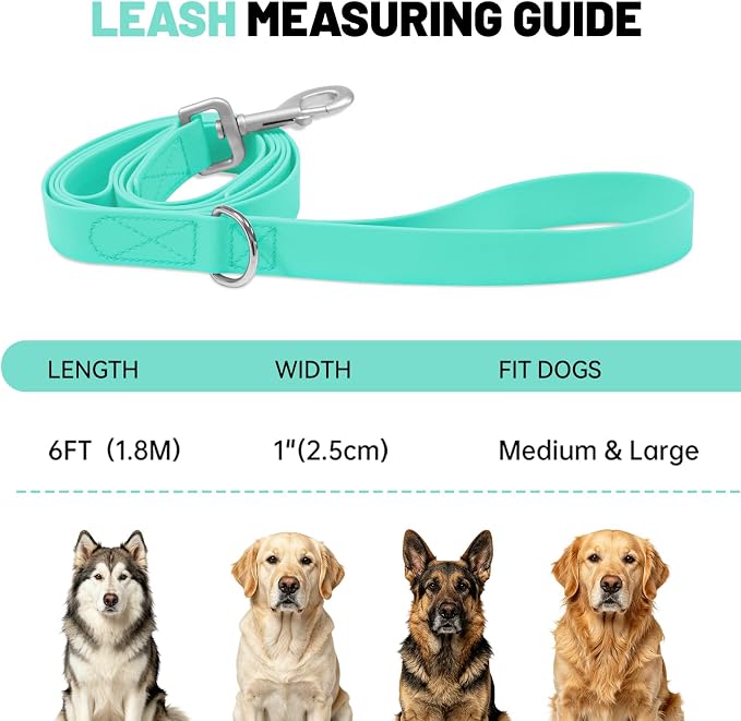 Waterproof Dog Leash with Double Handle, 6 FT Durable Odor-Proof Dog Leashes with Strong Aviation Aluminum Hooks Fits Small Medium or Large Dogs - Image 4