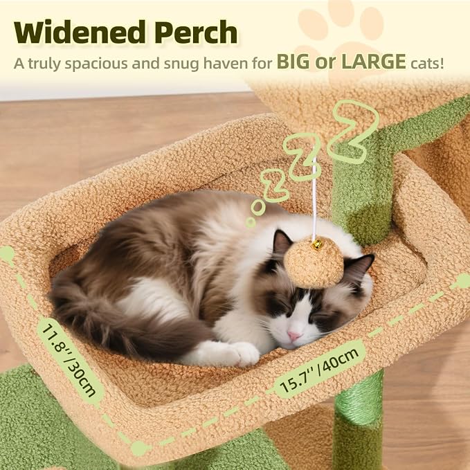 Taoqimiao 32.2in Cat Tree with Toy, Small Cat Tower for Indoor Cats, MS043T | Easy assembly, Sturdy, Multi Level, Easy Clean, Cozy Condo, Perches, Baskets, Suitable for Kittens and Adult Cats - Image 2