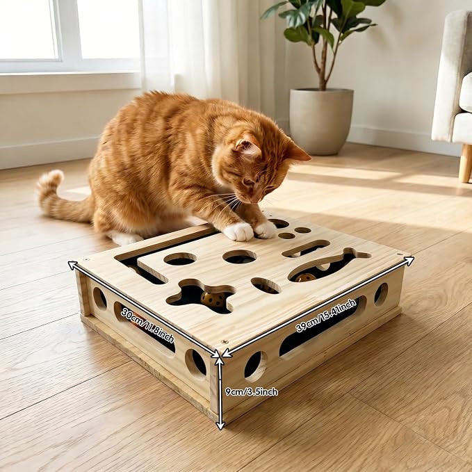 2026 NEW Cat Nail File Scratcher, Cat Scratch Puzzle Enrichment Box with Sandpaper for Cat Claw Care, Stress-Free Trimming Nails, Puzzle Feeder Cat Toys Interactive for Indoor Cats (No Bell Balls) - Image 7