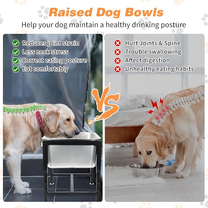 4 Gallon Elevated Dog Water Bowl, 4-Height Stand for Large Dogs | 4 Gallon Stainless Steel Bowl, 4 Heights 9.65-15.16 in, Non-Slip Feet, Indoor Outdoor Use, Easy-Clean Surface, Large Breeds - Image 5