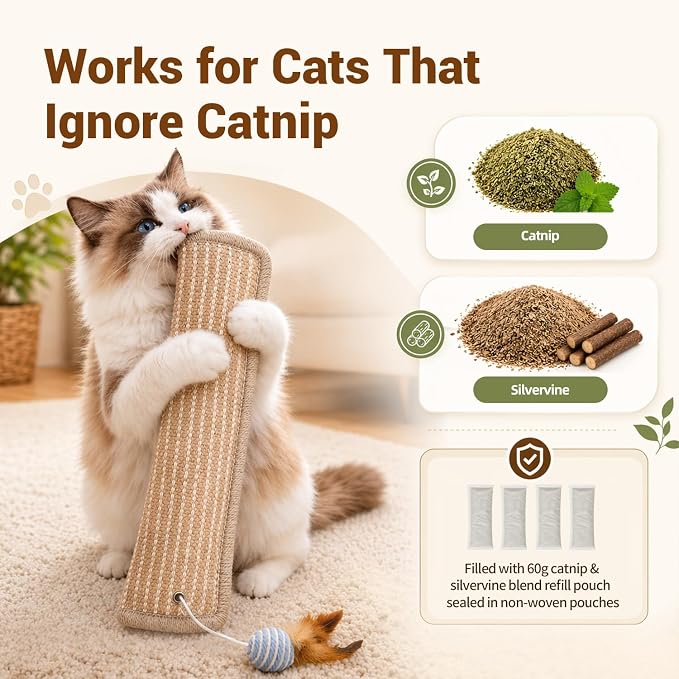 (2-Pack) Catnip Kicker Toys for Indoor Cats, Refillable with Silvervine Blend Refills, Each Toy Includes Sisal Ball & Catnip Ball, Durable Chew Toy for Aggressive Cats - Image 2