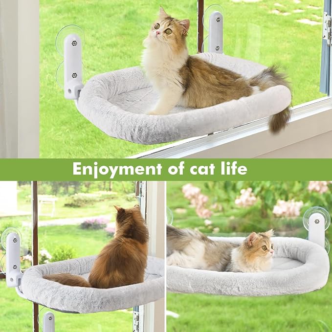 Zoratoo 2PC Cat Window Perch, Foldable & Cordless Cat Hammock with Bolster | 2-in-1 Reversible Cover, Removable for Machine Wash, Stable Window Resting Seat with Large Suction Cups for Indoor Cats - Image 7