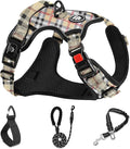 NESTROAD No Pull Dog Harness with Leash, Reflective No Choke Pet Vest Harness,Adjustable Soft Padded Dog Harness with Easy Control Handle for Small Dogs(Checkered Beige,Small) by NESTROAD