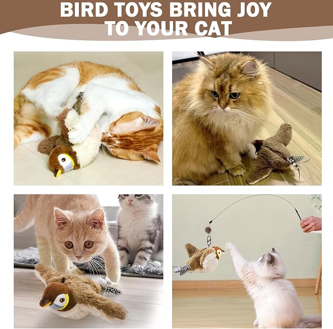 Tocirelo Cat Toy Flapping Bird (No Flying), Simulate Chirping Flappy Bird | Interactive Cat Toys for Bored Indoor Adult Cats, Rechargeable Realistic Catnip Kicker Toy with Flapping Wings for Kitten - Image 7