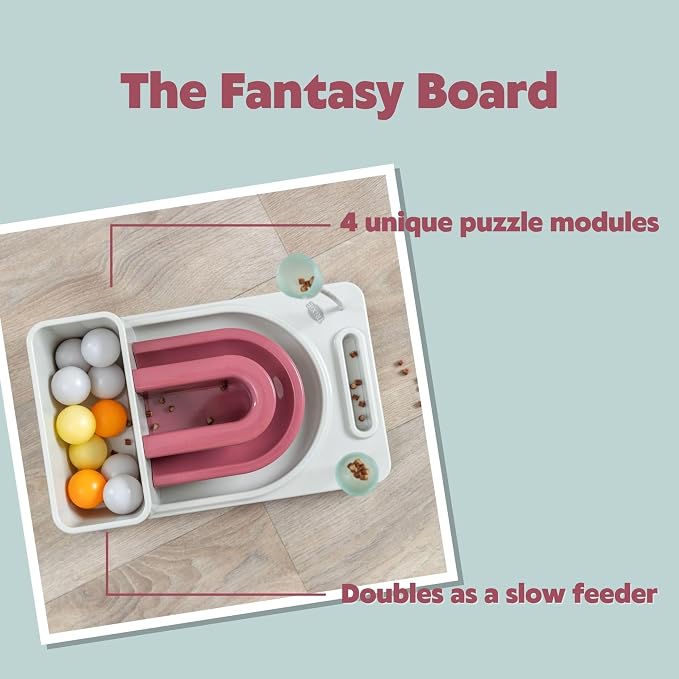 TRIXIE Cat Activity Fantasy Board Strategy Game – 4-Module Puzzle Toy for Mental Stimulation – Interactive Cat Toy for Indoor Cats – Berry/Gray, 8.25 x 13.25 x 4 in - Image 4
