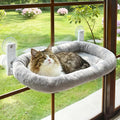 AMOSIJOY Cordless Cat Window Perch, Cat Hammock for Wall with 4 Strong Suction Cups, Solid Metal Frame and Two Replaceable Covers, Foldable Cat Beds for Indoor Cats (Large-Cushion Bed-Gray) by AMOSIJOY