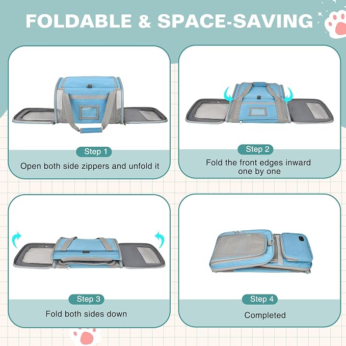 Cat Carrier Airline Approved Privacy Portable Top Load Pet Travel Bag | Soft Sided Pet Carriers for Small Cats Dogs Puppy up to 16 Lbs,Collapsible,Zipper Lock,Luggage Sleeve,2 Storage,Washable - Image 8