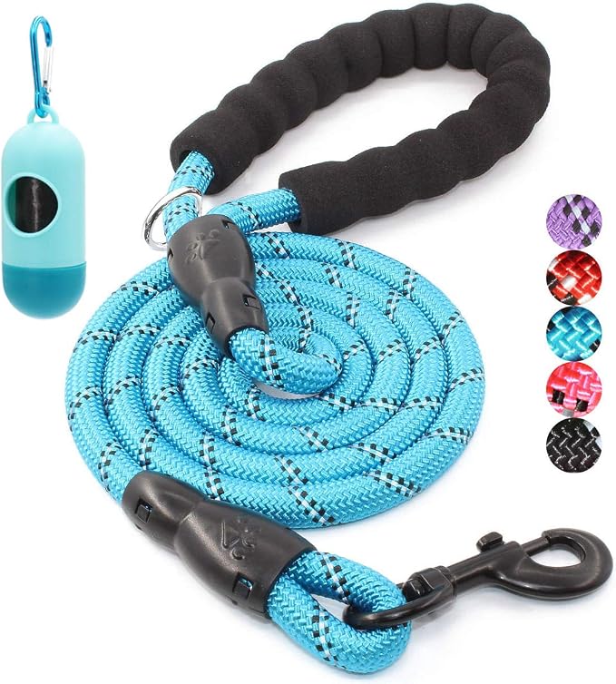 2/4/5/6 FT Dog Leash with Comfortable Padded Handle and Highly Reflective Threads for Small Medium and Large Dogs (4FT-1/2'', Blue) by BAAPET