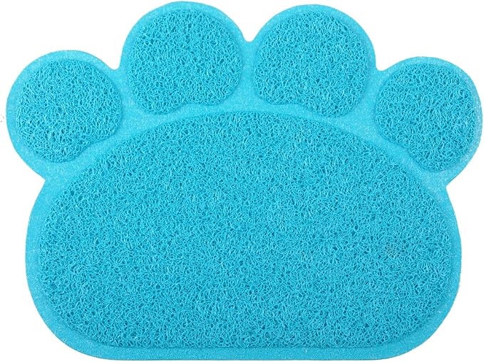 DM Paw-Shaped Cat Litter Box Mat, Kitty Scatter Control Rug, 15.75x11.75 Inches (DeepSkyBlue) by DMWirelessCarCharger